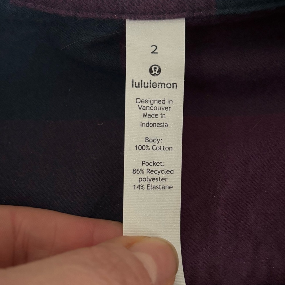 Lululemon | Full Day Ahead Flannel Shirt Plaid Galactic Grape Purple Blue Sz 2 - Picture 3 of 7
